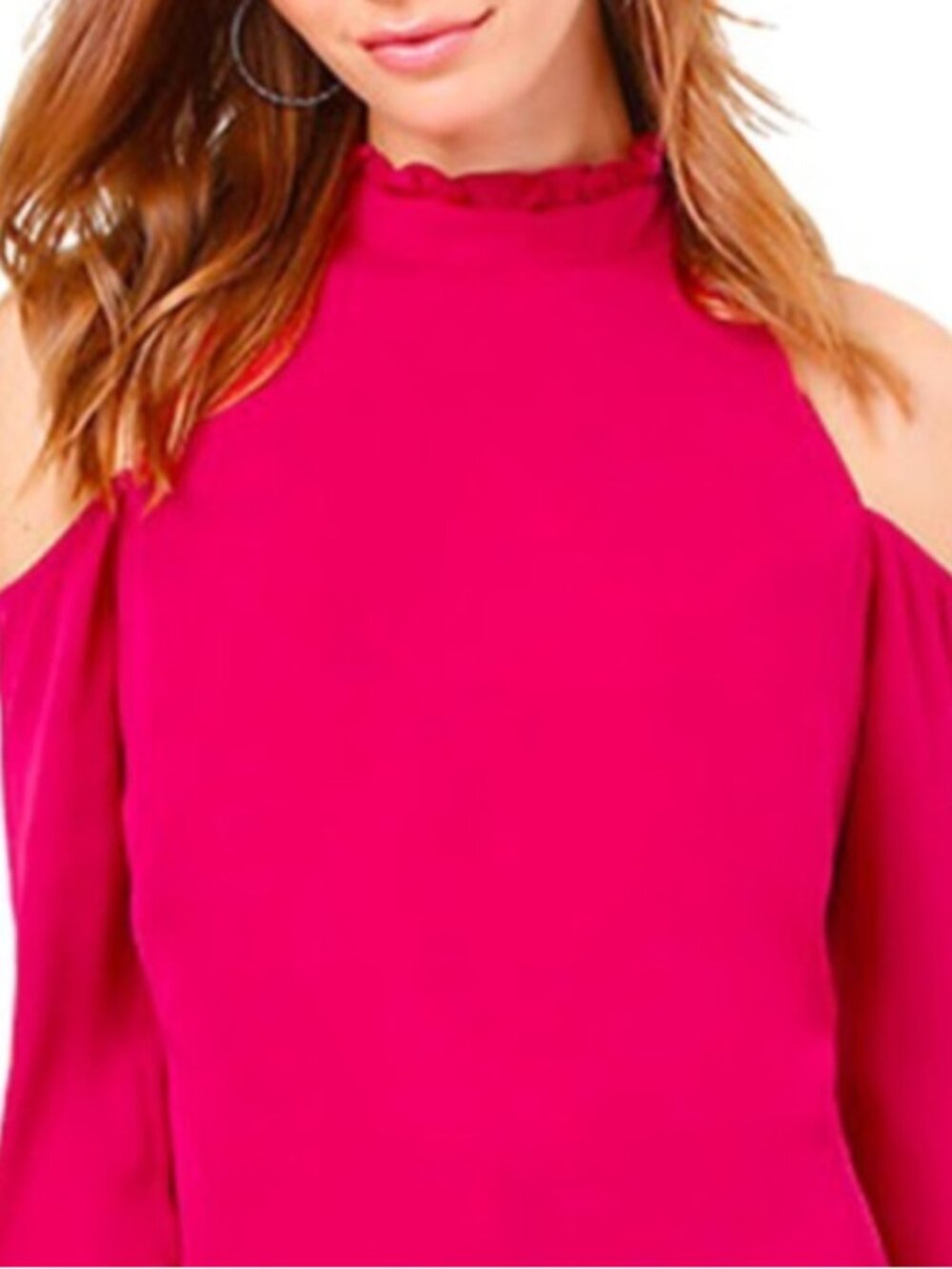 Bebe Red Ruffle Cold Shoulder Top Size XL